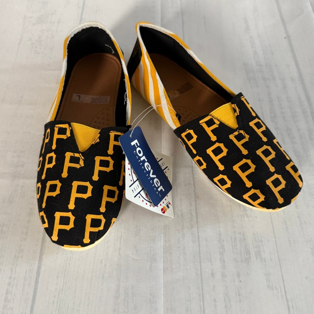Forever Collectibles Pittsburgh Pirates MLB Canvas Slip On Shoes Womens Lg 7-8